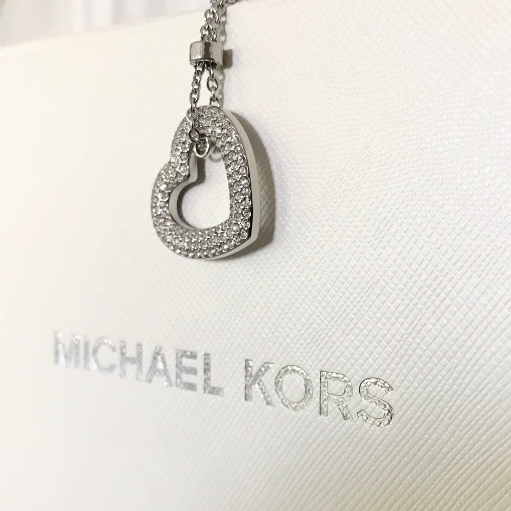 LAST 1 ⭐️ MK Pave heart silver tone Pendant - Picture 2 of 4